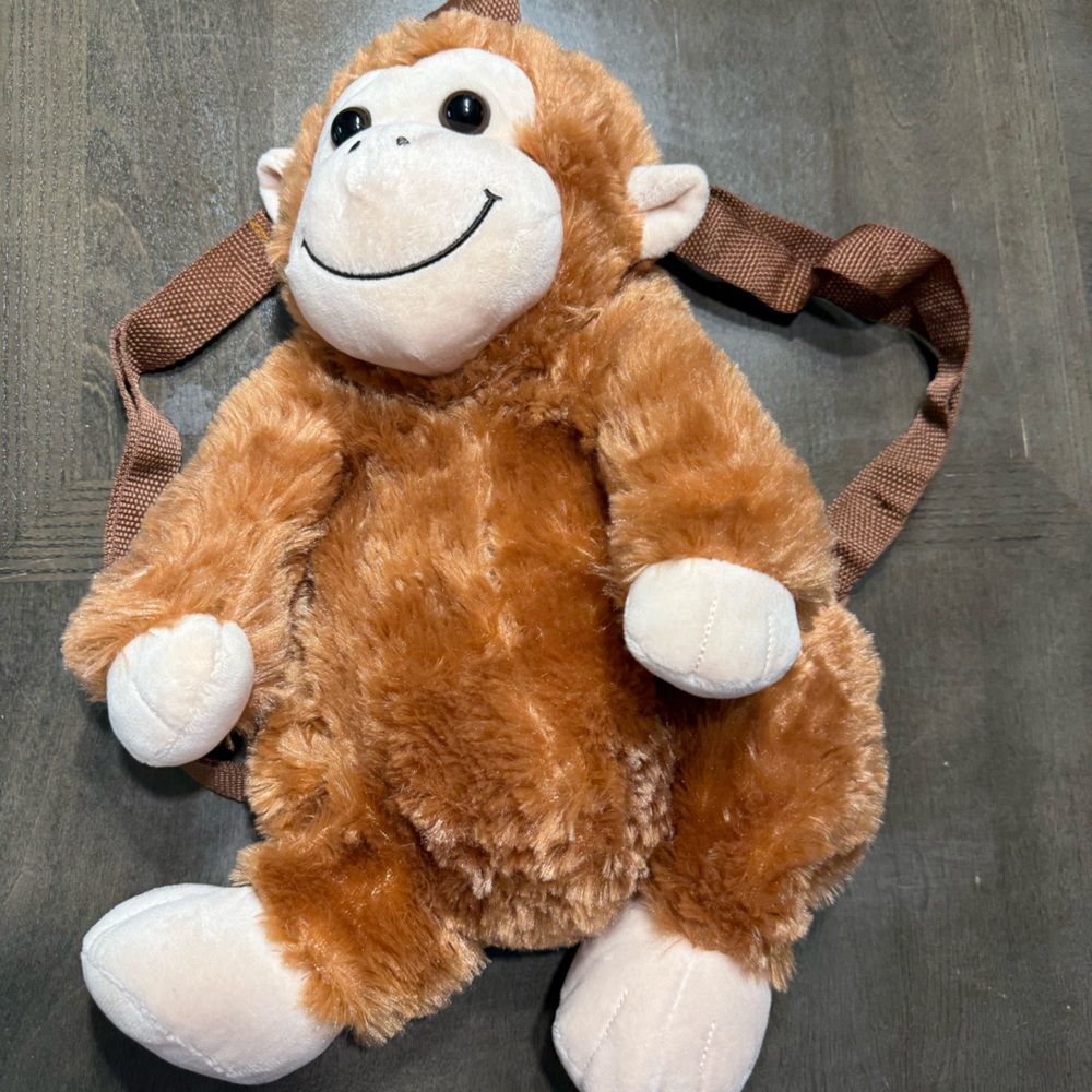 Plush Brown Monkey Kids Backpack